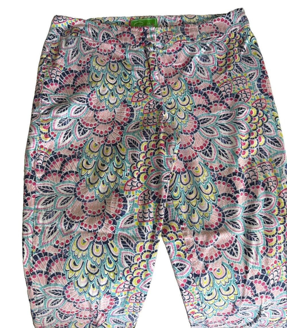 Pappagallo Women’s Colorful Floral Pants Light Stretch Resort Vacation Size 12